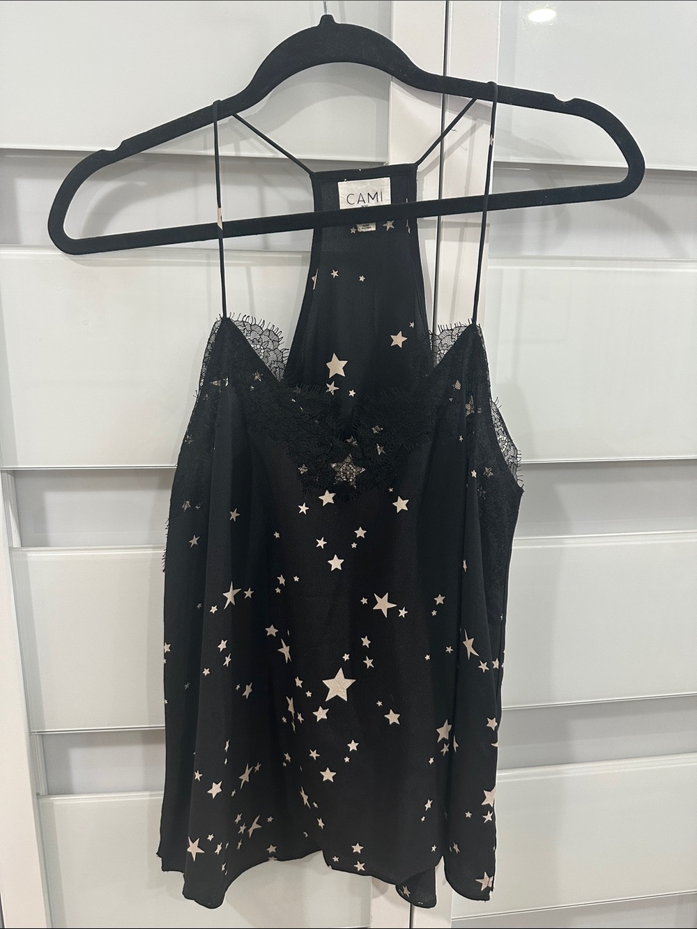 Cami NYC Black Star-Print Lace-Trim Camisole Tank